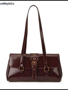 Vegan Leather Shoulder Bag Y2K Underarm Purse Top Handle